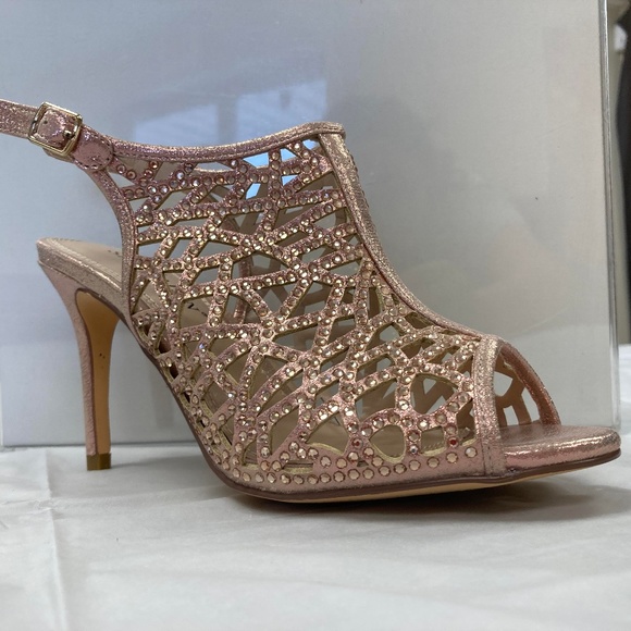 Sean Alan Savannah - 01 Rose Gold Peep Toe Eyelet Bedazzled Heals - Picture 1 of 5